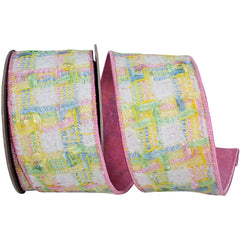 Chenille Checkered Wired Edge Ribbon, 5-yard