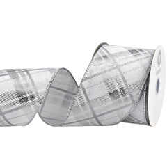Christmas Metallic Plaid Twill Wired Ribbon, 2-1/2-inch, 10-yard