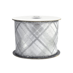 Christmas Metallic Plaid Twill Wired Ribbon, 2-1/2-inch, 10-yard