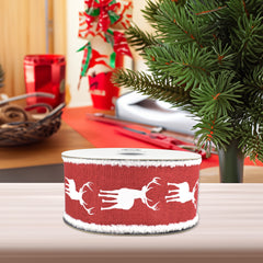 Christmas Reindeer Frizette Edge Wired Ribbon, 2-1/2-inch, 10-yard