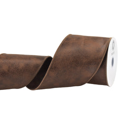 Deluxe Double Sided Leather Wired Ribbon, 5-yard