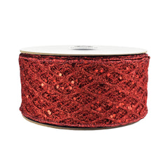 Glittered Sequin Diamond Net Wired Ribbon, 2-1/2-inch, 10-yard