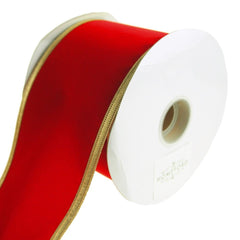 Velvet Dynasty Gold Trim Wired Christmas Holiday Ribbons