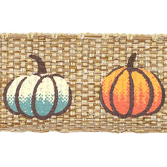 Fall Pumpkins Faux Linen Ribbon, 10-yard