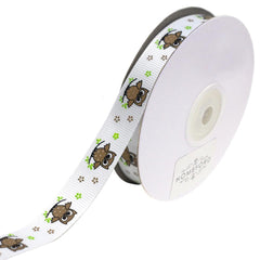 Floral Owl on Branch Grosgrain Ribbons, 25-yard