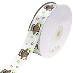 Floral Owl on Branch Grosgrain Ribbons, 25-yard