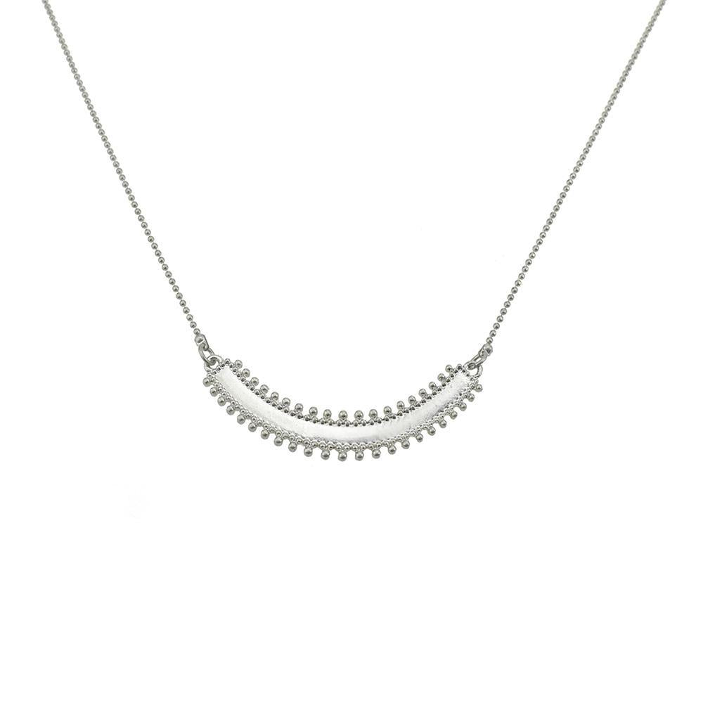 Crescent Shaped Pendant Necklace, Silver, 15-Inch