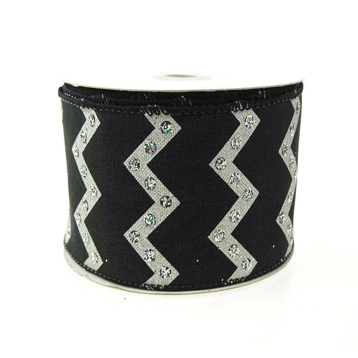 Chevron Glitters Canvas Ribbon, 2-1/2-inch, 10-yard