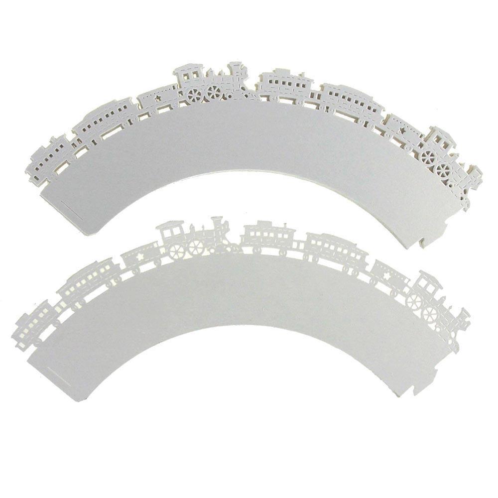 Choo Choo Train Cupcake Wrap, 2-Inch, 12-Piece, White