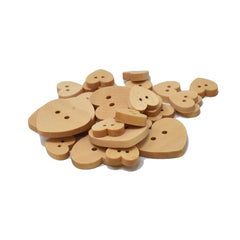 Assorted Craft Wood Buttons, 25-piece, Natural