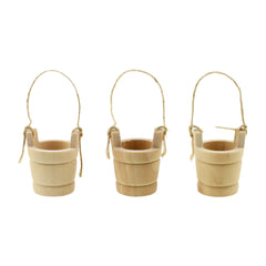 Wooden Craft Well Bucket Miniatures with Jute Handle