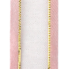 Gold-Lined Satin Edge Organza Ribbon, 25-yard