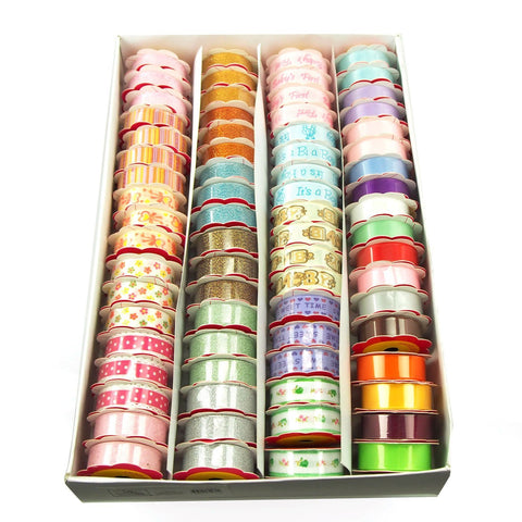 Baby Shower Ribbon Lot Assortment, 5/8-inch, 2-yard, 72 Rolls