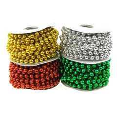 Plastic MOT Pearls Garland Ribbon, 10mm, 6 Yards