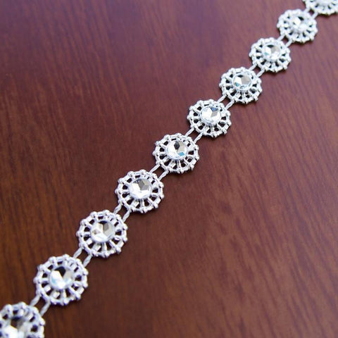 Daisy Flower Rhinestone Trim Strand, 9mm, 10 Yards
