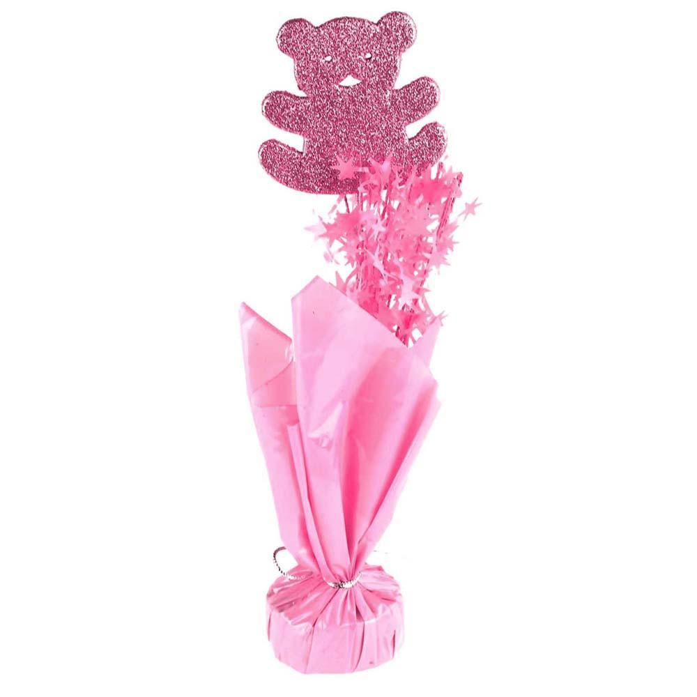 Balloon Weight Baby Shower Centerpiece, 11-1/2-Inch, Teddy Bear, Pink