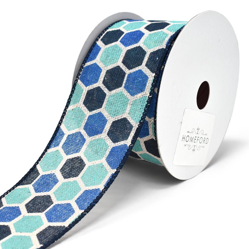 Variation Hex Wired Printed Canvas Ribbon, 2-1/2-Inch, 10-Yard