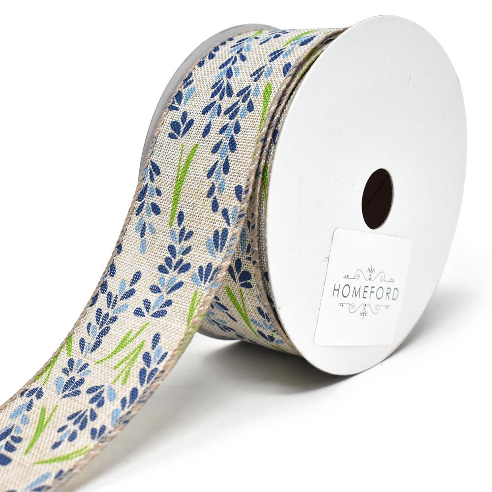 Blooming Hyacinth Wired Linen Ribbon, 10-yard