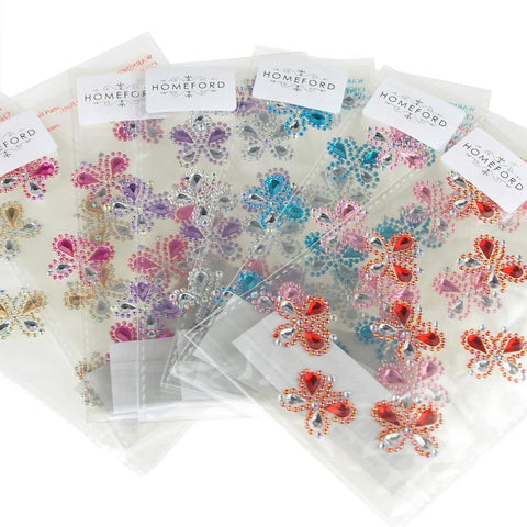 Self Adhesive Butterfly Rhinestone Stickers, 9-count