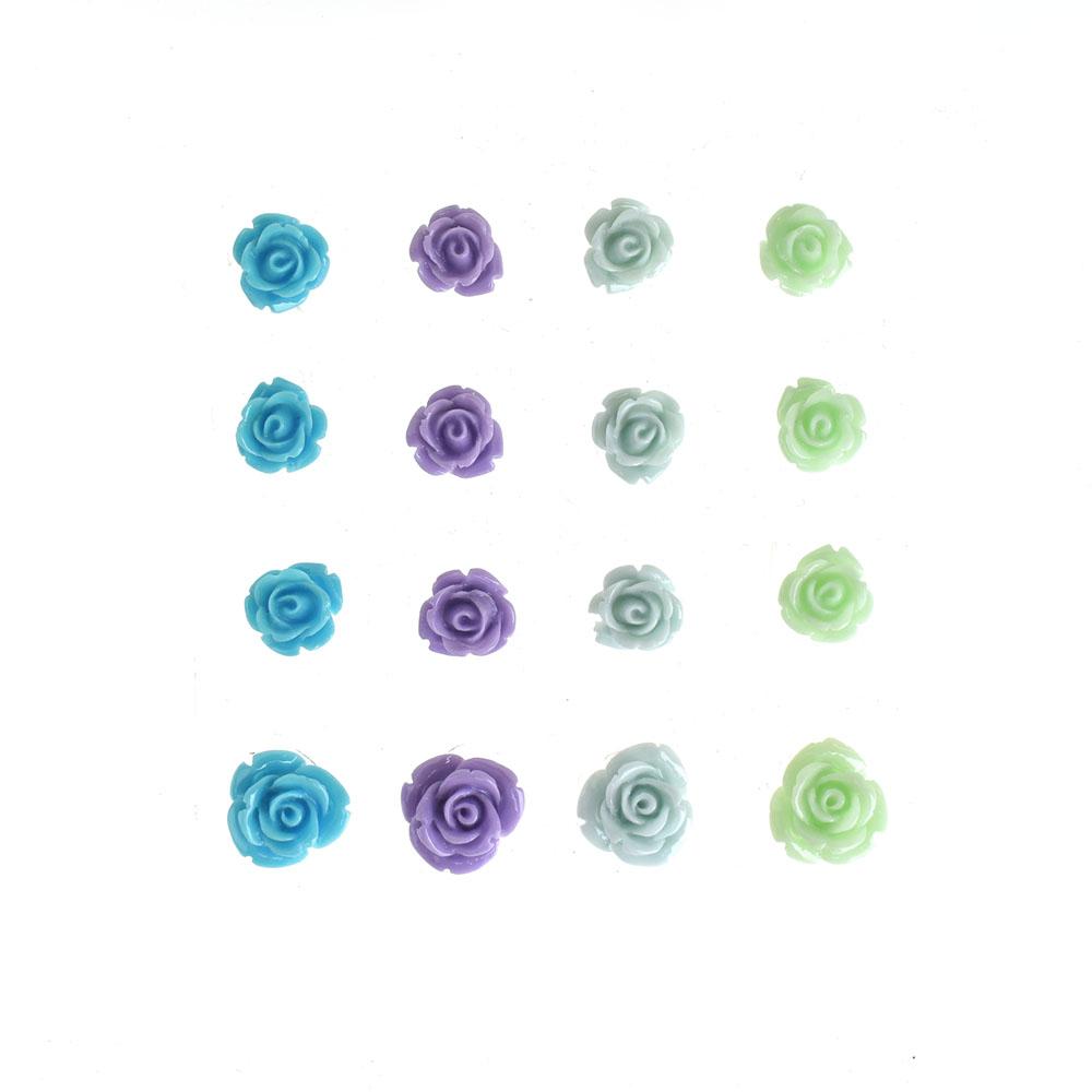 3D Resin Floral Accents Rosebud Self-Adhesive, 16-Piece