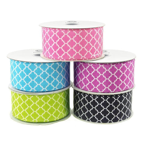 Geometric Print Satin Ribbon, 1-1/2-inch, 10-yard