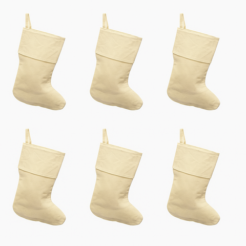 Natural Canvas Plain Christmas Stocking, 17-Inch, 6-Piece