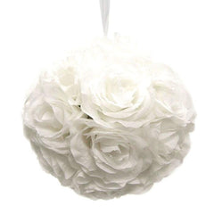 Silk Flower Kissing Ball Hanging Loop Centerpiece Decor, 10-inch