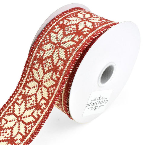 Christmas Poinsettia Burlap Rug Style Wired Ribbon, 2-1/2-Inch, 10-Yard