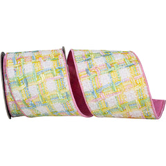 Chenille Checkered Wired Edge Ribbon, 5-yard