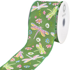 Pastel Spring Dragonflies Wired Ribbon, 10-yard