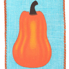 Thanksgiving Pumpkin Gourds Faux Linen Wired Ribbon, 10-yard