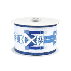 Christmas Glittered Chinoiserie Nutcracker Wired Ribbon, 10-yard