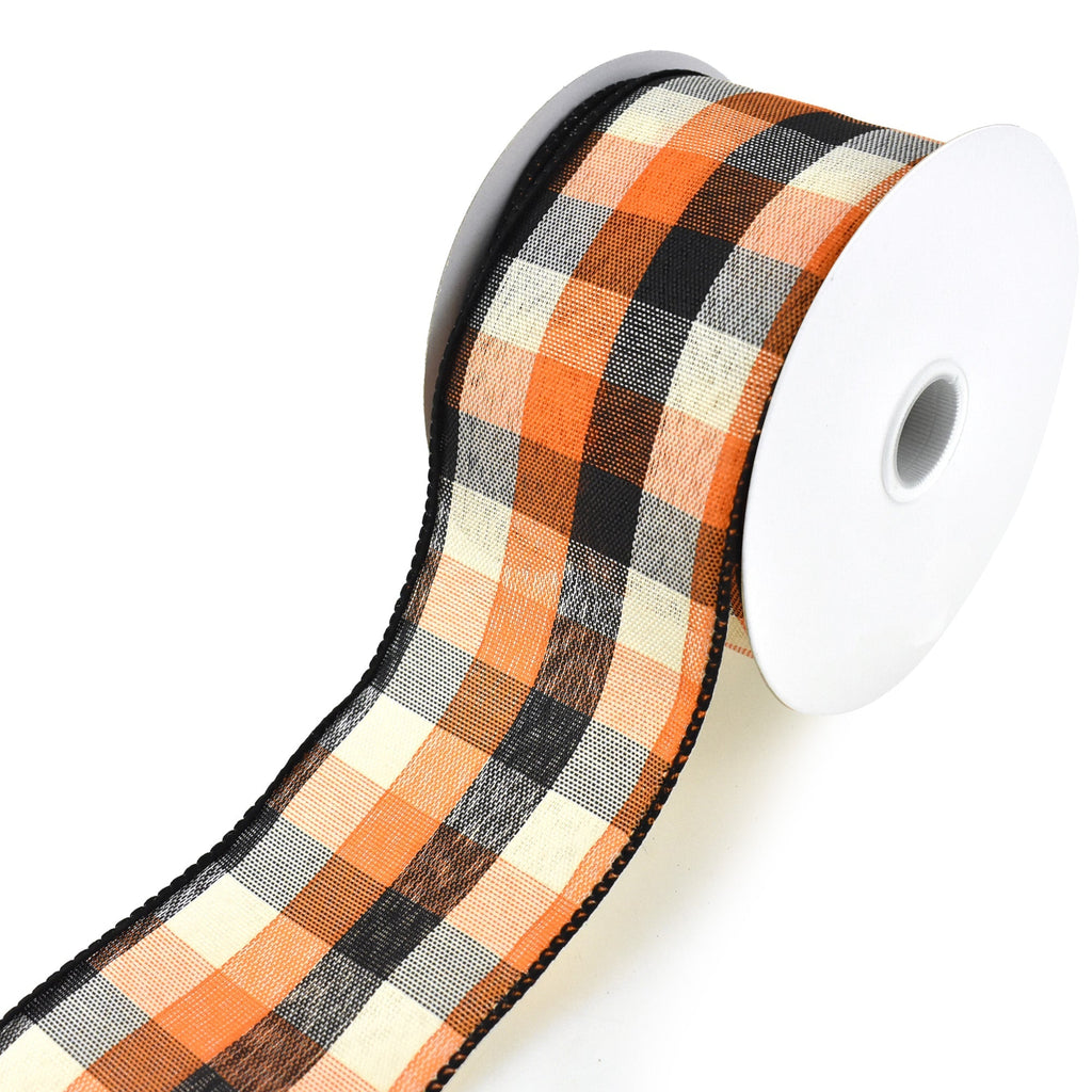 Afternoon Tonal Plaid Wired Edge Autumn Fall Ribbon, 2-1/2-Inch, 10-Yard