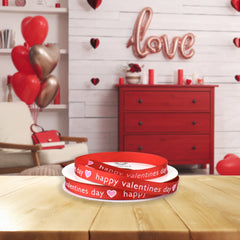 Happy Valentines Day Message Heart Ribbon, 10-yard