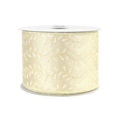 Christmas Iridescent Embossed Vines Satin Wired Ribbon, 10-yard