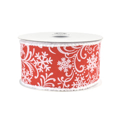 Christmas Iridescent Snowflakes Fuzzy Edge Wired Ribbon, 10-yard