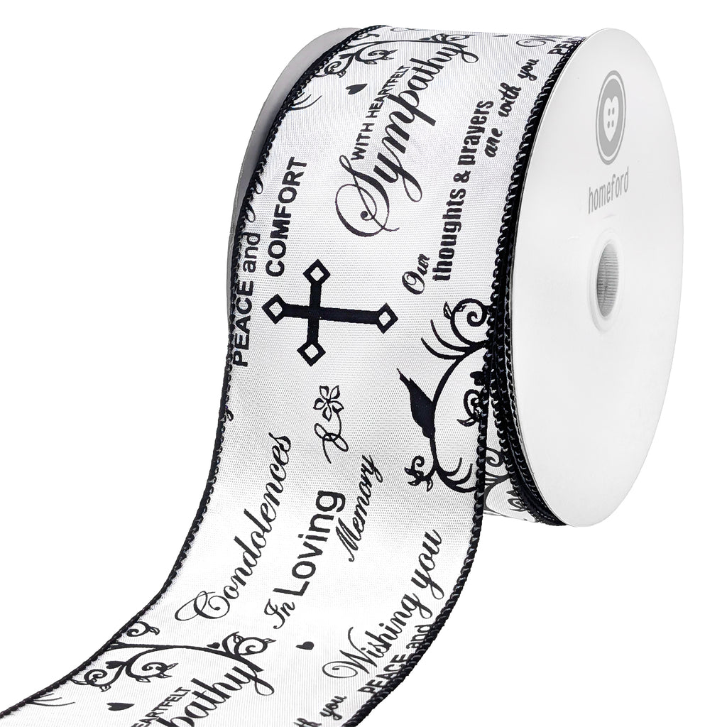 Words of Sympathy Wired Edge Ribbon, 2-1/2-inch, 25-yard