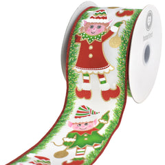 Christmas Metallic Elves Wired Ribbon, 10-yard