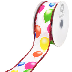 Party Balloons Celebration Wired Ribbon, 10-yard