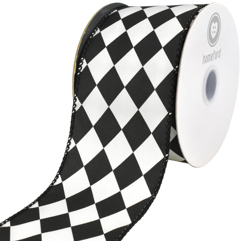 Classic Harlequin Diamond Wired Ribbon, 10-yard
