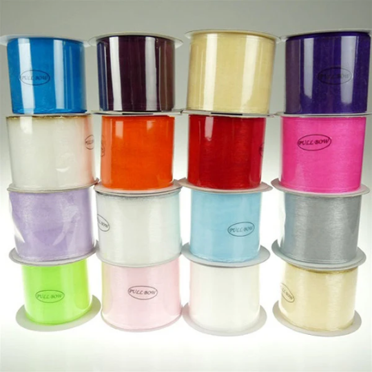 Sheer Organza Solid Pull Bow Ribbon, 25-yard