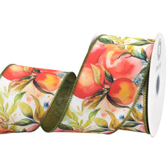Spring Watercolor Peaches Deluxe Wired Ribbon, 10-yard