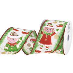Christmas Metallic Elves Wired Ribbon, 10-yard