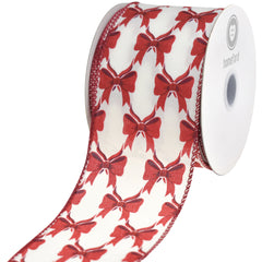 Patterned Pretty Bows Satin Wired Ribbon, 10-yard