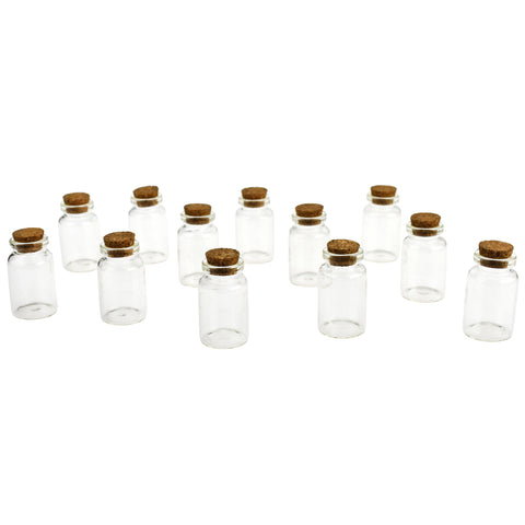 Glass Vial Bottles Cork Lid, 2-1/8-inch x 1-1/8-inch, 12-count, Clear