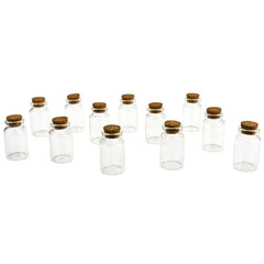 Glass Vial Bottles Cork Lid, 2-1/8-inch x 1-1/8-inch, 12-count, Clear
