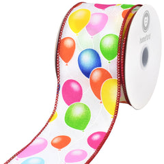 Party Balloons Celebration Wired Ribbon, 10-yard