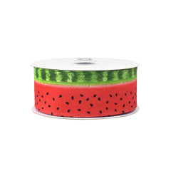 Summer Watermelon Stripe Pattern Wired Ribbon, 10-yard