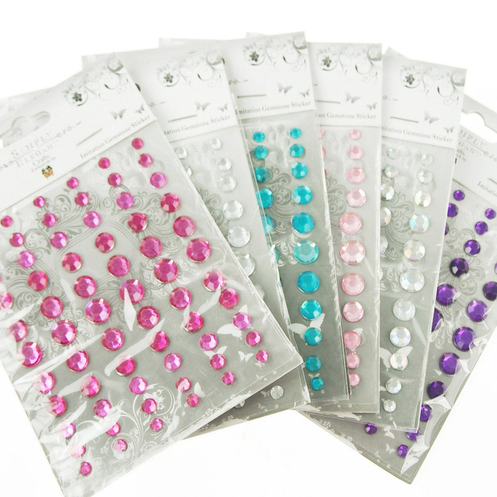 Self Adhesive Circle Rhinestone, Assorted Sizes, 66-count
