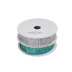Metallic Tinsel Glitter Netting Mesh Christmas Ribbon, 1-Inch, 10 Yards